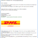 『詐欺メール』「 [spam] DHL Receipt for e-mail」と、来た件