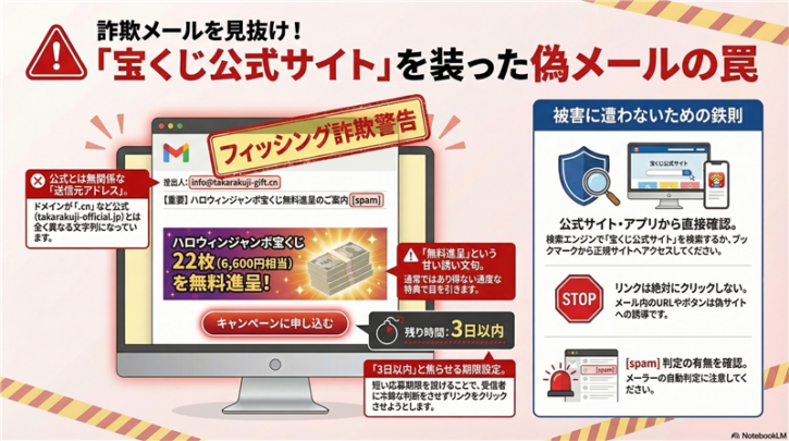 【解析】宝くじ公式を騙る「ハロウィンジャンボ無料進呈」詐欺メールの正体 - HEARTLAND