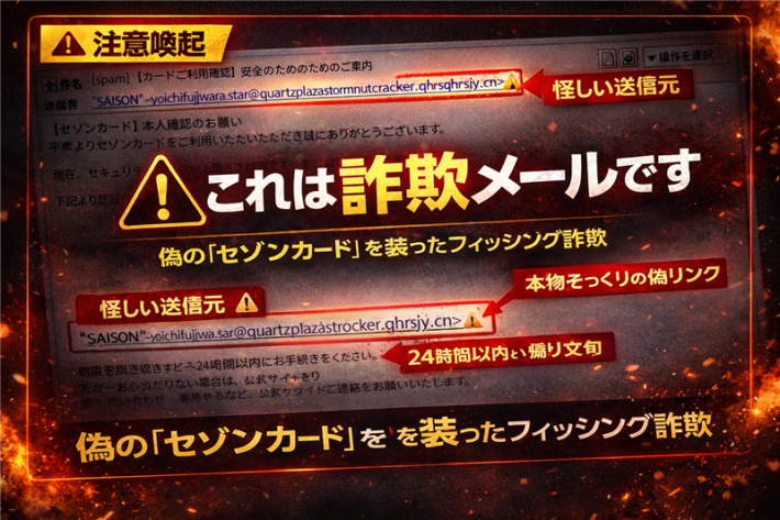 【実例解析】セゾンカードを騙る詐欺メール「安全のためのご案内」の正体 - HEARTLAND